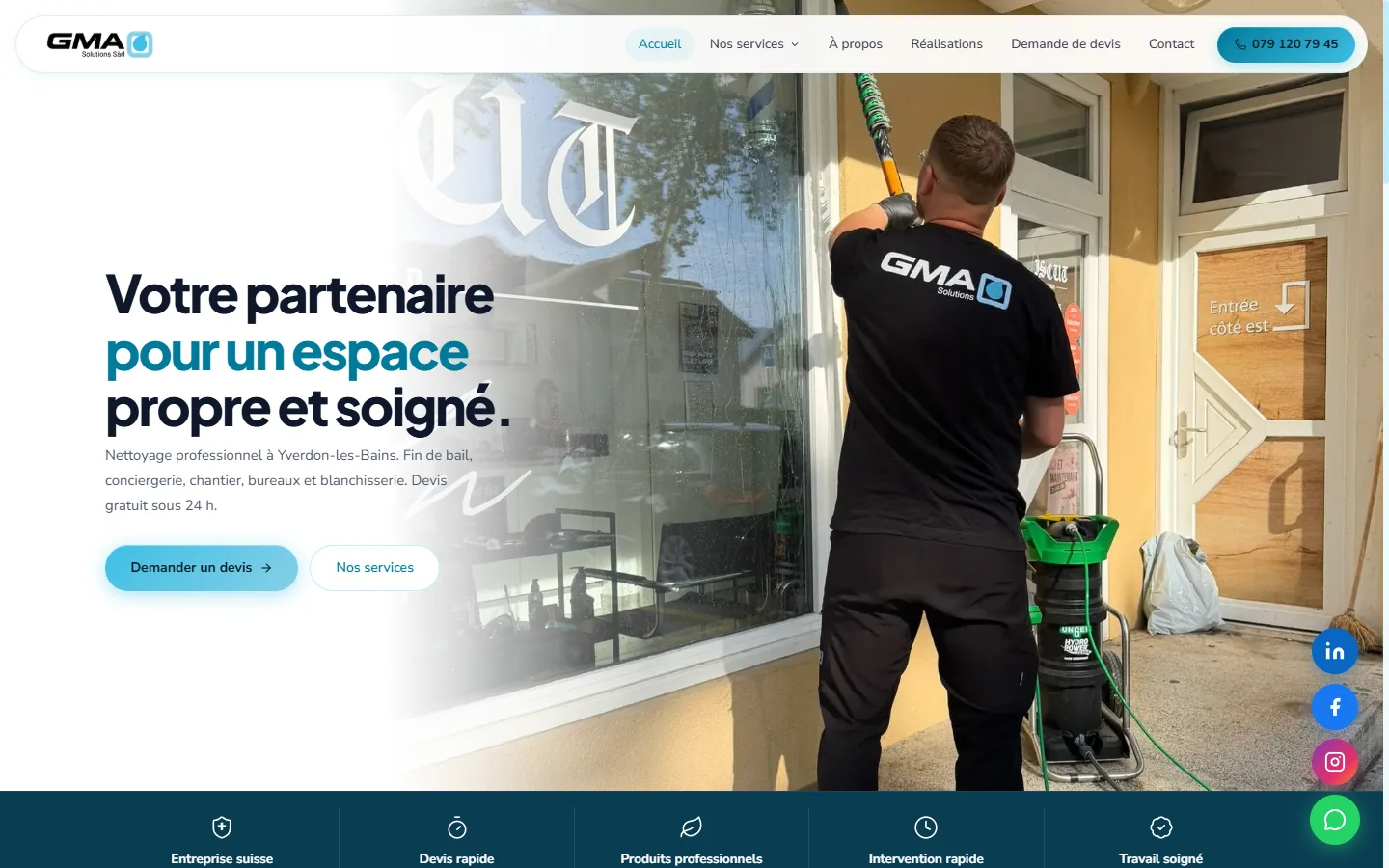 Première page du site GMA Solutions.